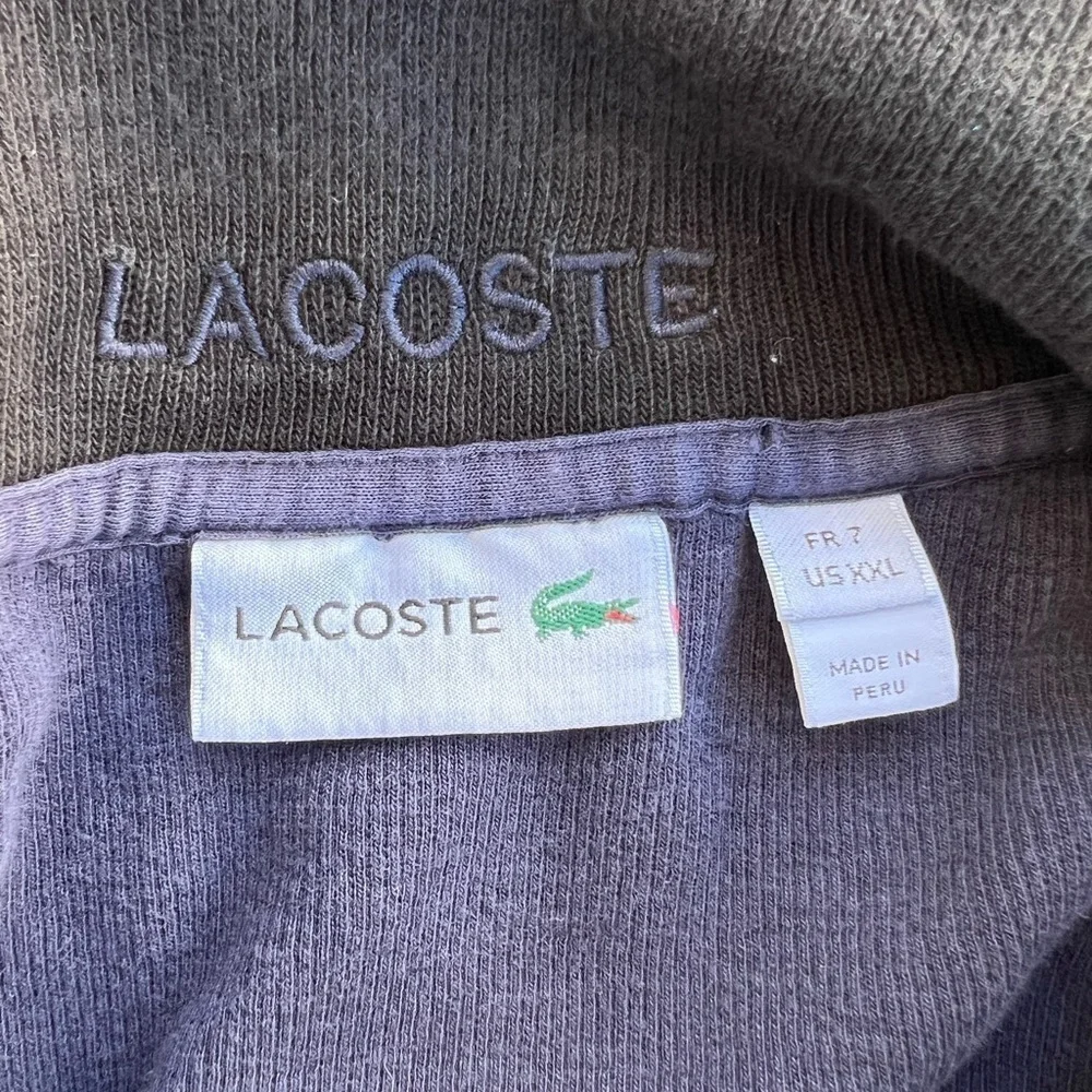 Lacoste Sweater 1/4 Zip Cotton Pockets Men Size XXL Navy Blue